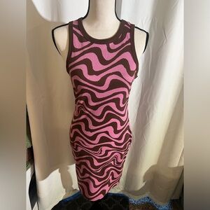 Pink and brown bodycon dress